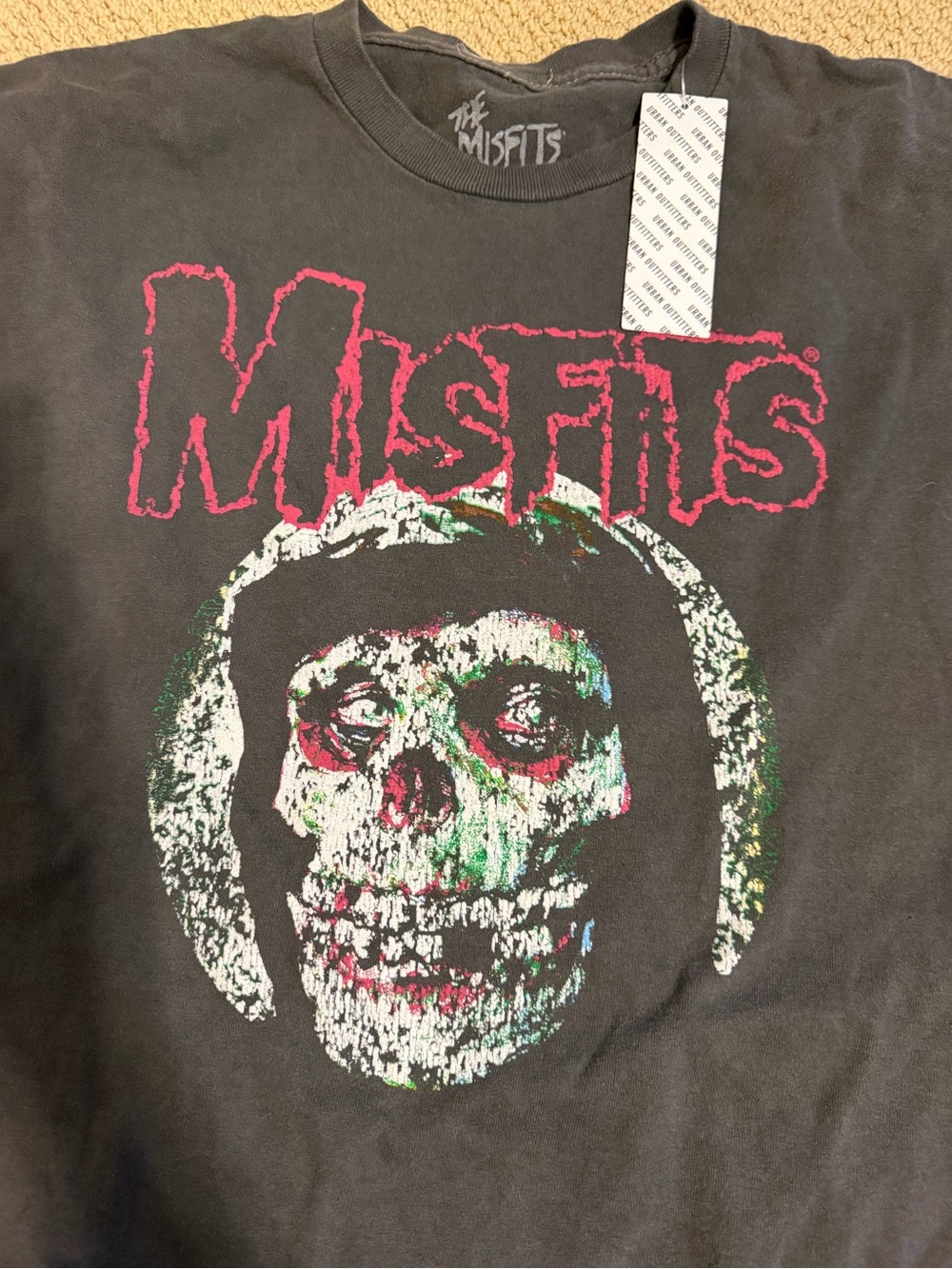 Urban Outfitters Black Misfits Graphic Tee with Pink Logo